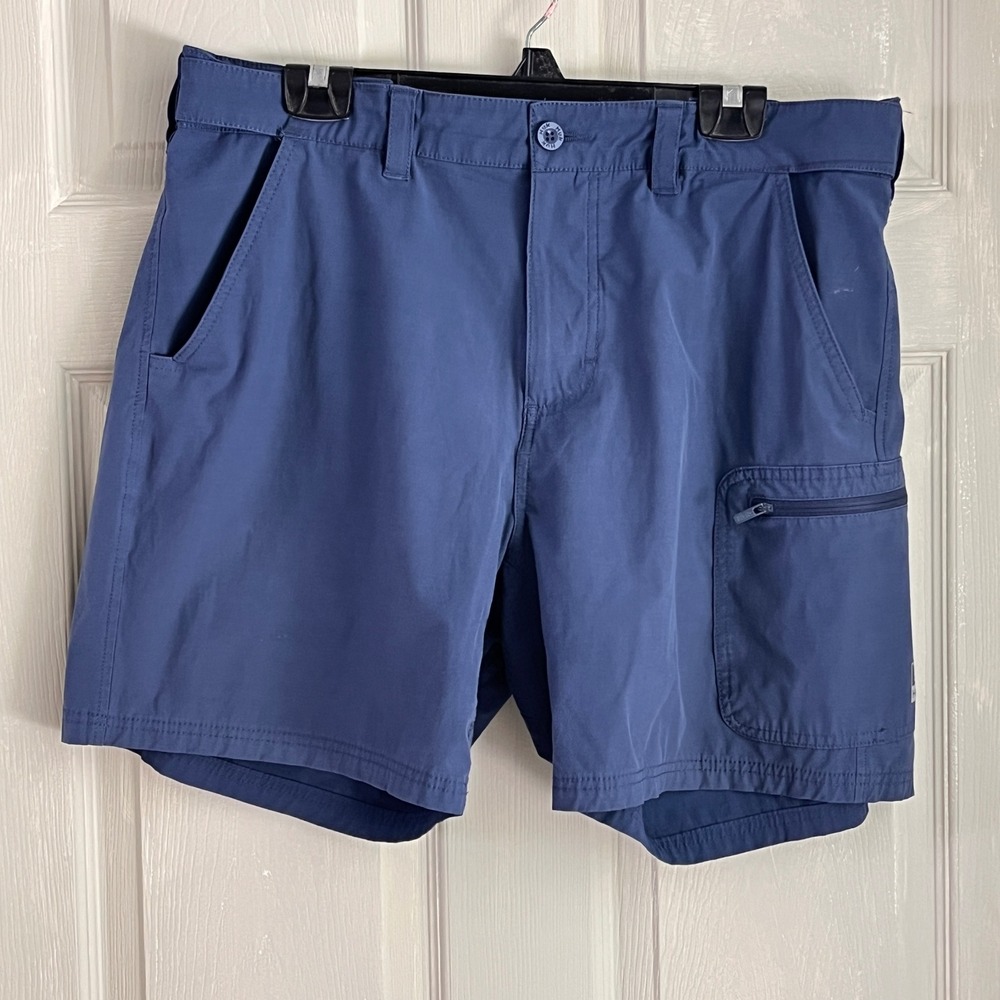 Huk Adjustable Fishing Shorts XL Men Performance Stretch 7in Blue Sport Nautical